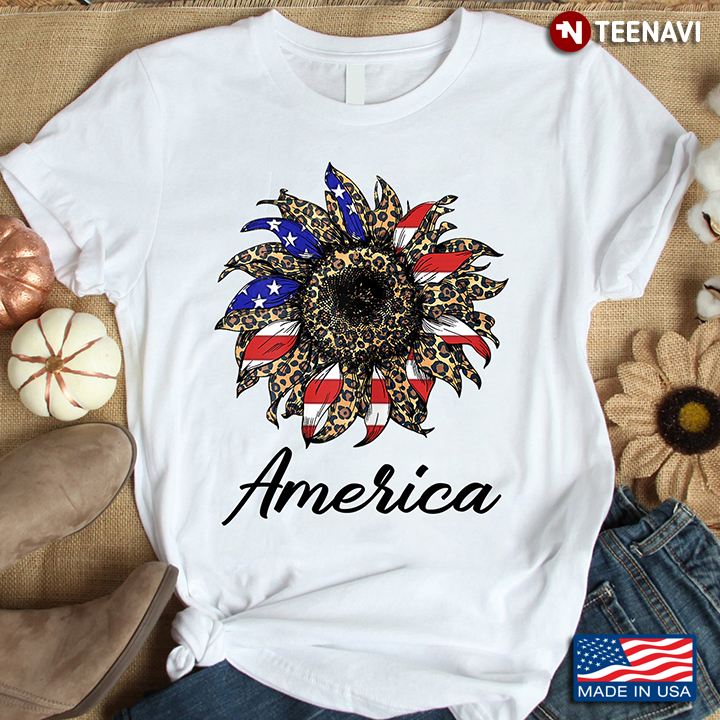 America Sunflower American Flag Leopard Patriotic
