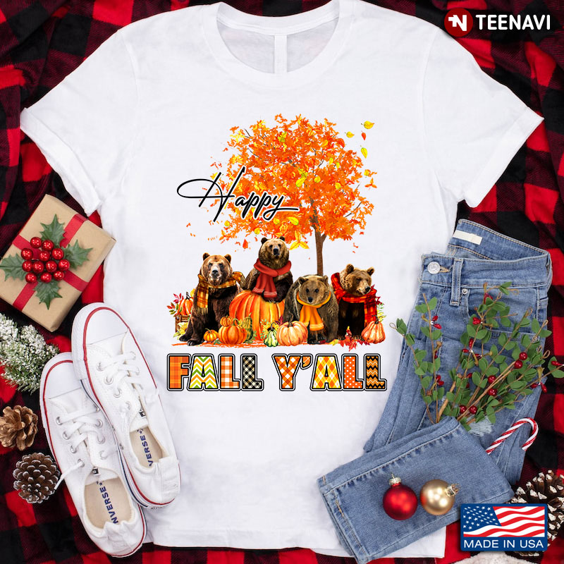 Happy Fall Y’all Bears With Pumpkins And Sunflowers for Thanksgiving