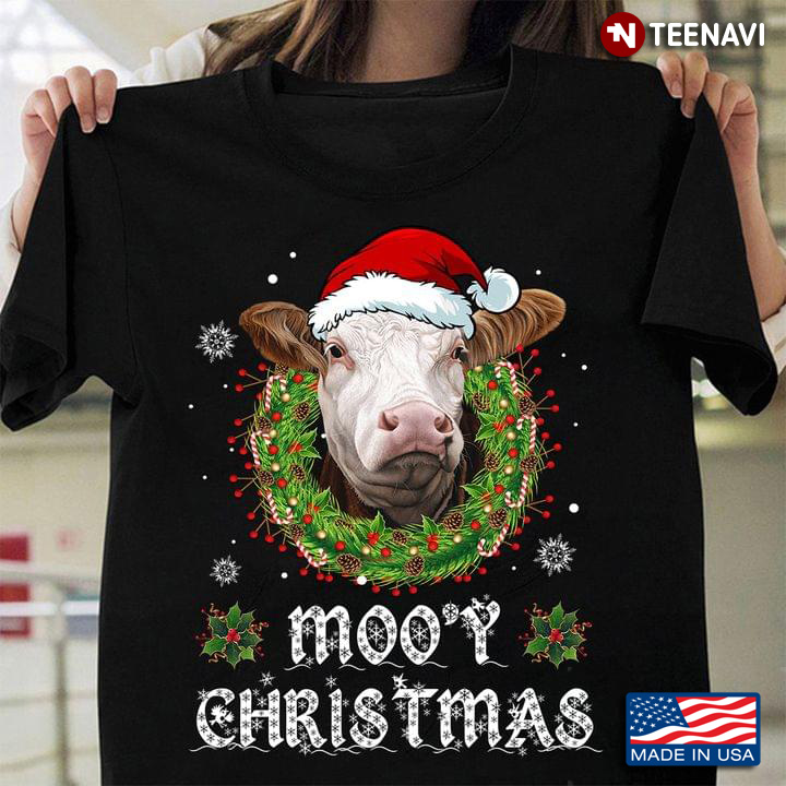 Moo'Y Christmas Cow With Santa Hat for Christmas