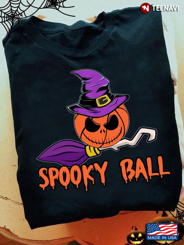 Spooky Ball Basketball Witch And Broom for Halloween
