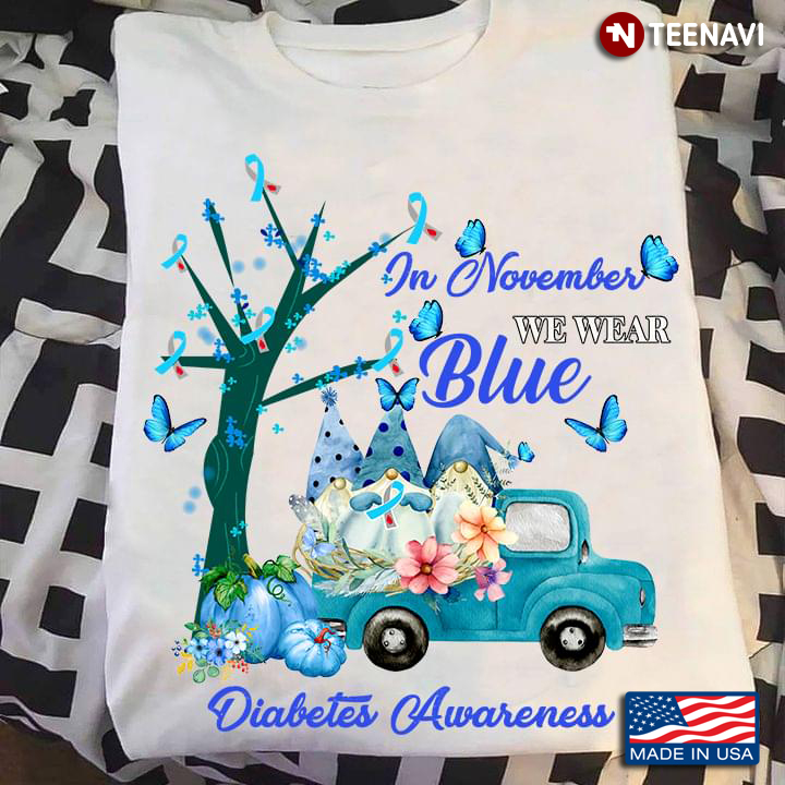 In November We Wear Blue Diabetes Awareness Gnomes On Blue Car