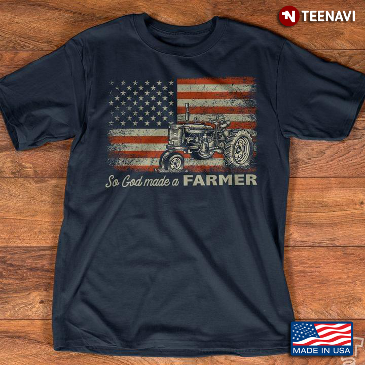 So God Made A Farmer Tractor American Flag