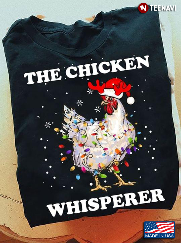The Chicken Whisperer Chicken With Santa Hat And Lights for Christmas