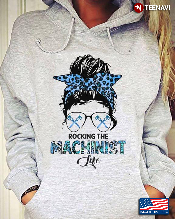 Rocking The Machinist Life Messy Bun Girl With Headband And Glasses Leopard