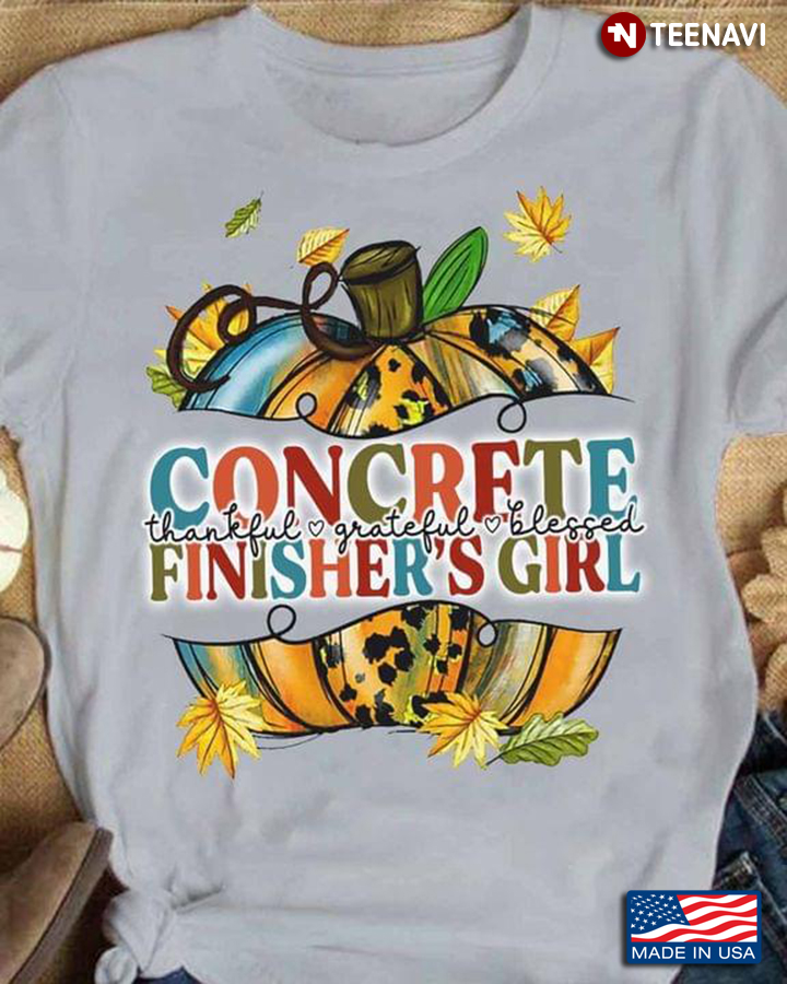Concrete Finisher's Girl Thankful Grateful Blessed Pumpkin Leopard for Thanksgiving