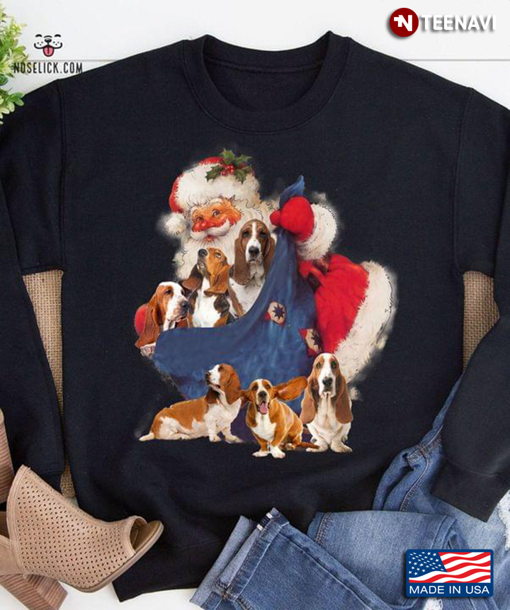 Santa Claus And Basset Hounds for Christmas