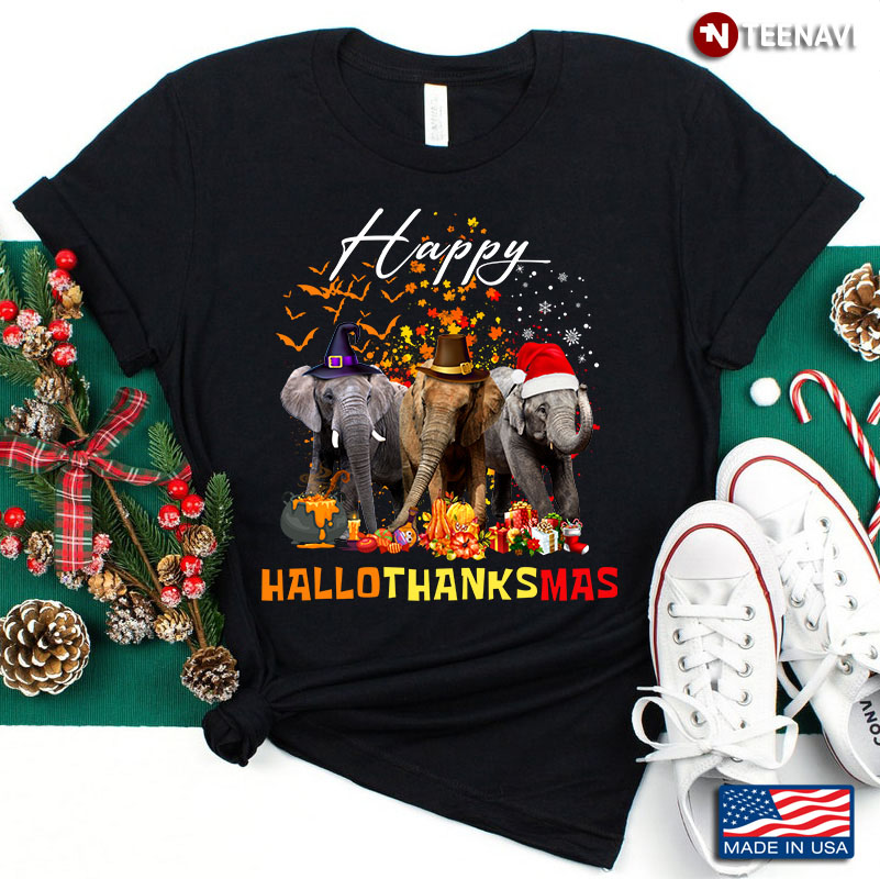 Happy HalloThanksMas Elephants Halloween Thanksgiving Christmas