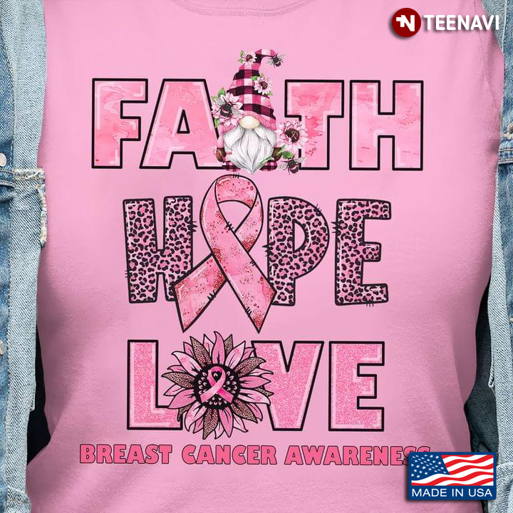 Faith Hope Love Breast Cancer Awareness Leopard Words
