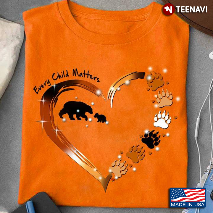 Every Child Matters Tribal Mama Bear And Baby Bear Orange Heart