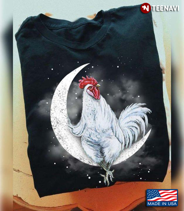 Cool Rooster Sitting On The Moon