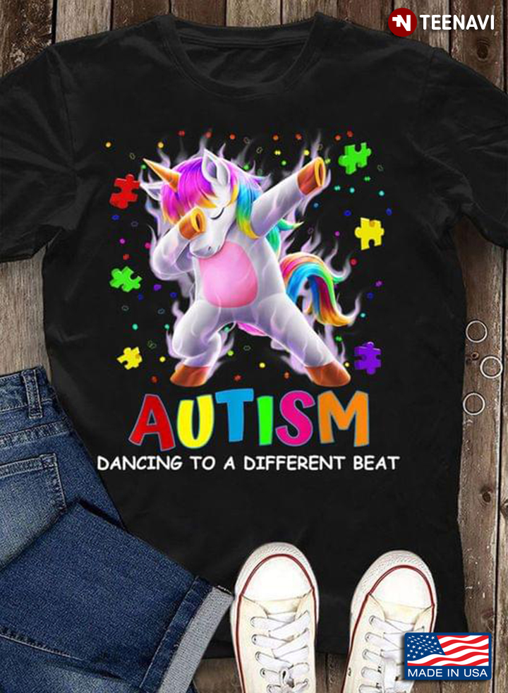 Autism Awareness Unicorn Dancing To Be A Different Beat