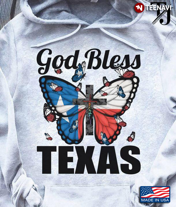 Funny Butterfly And Jesus God Bless Texas American Flag