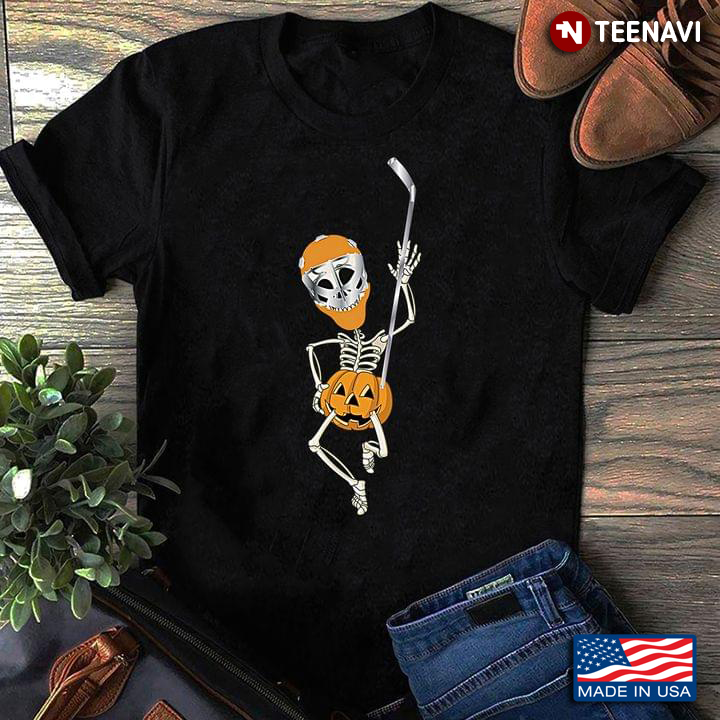 Skeleton Hockey Halloween Pumpkin Costume T-Shirt