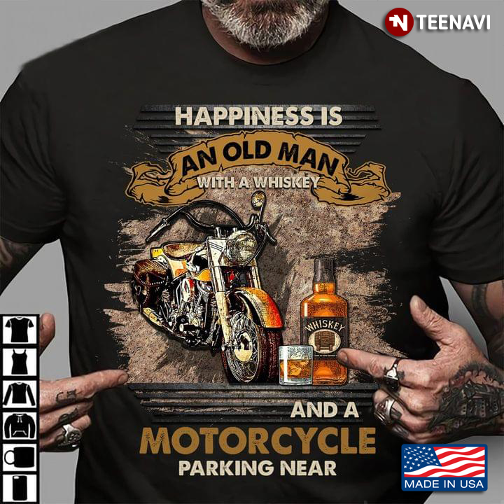 Happiness An Old Man With A Whiskey And A Motorcycle Parking Near Cool Design