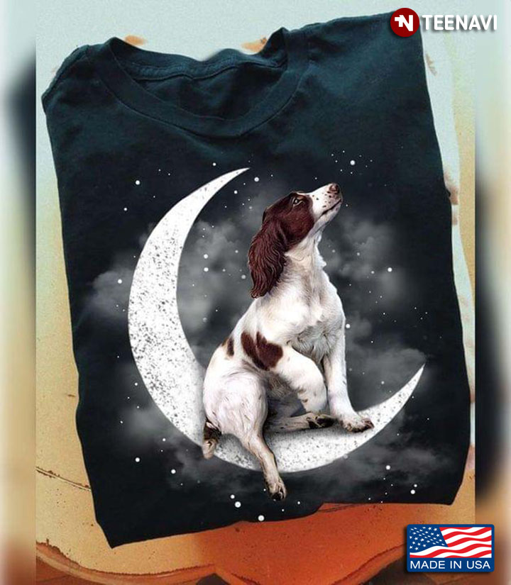 English Springer Spaniel Sitting On The Moon For Dog Lover