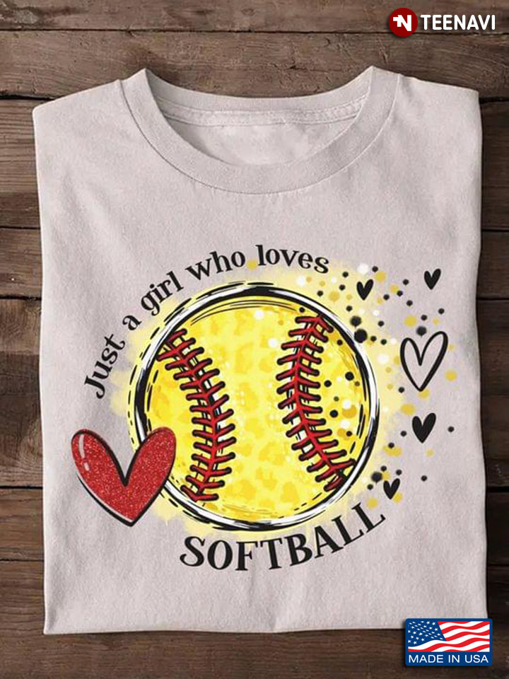 Just A Girl Who Loves Softball Cute Hearts Sport Lover