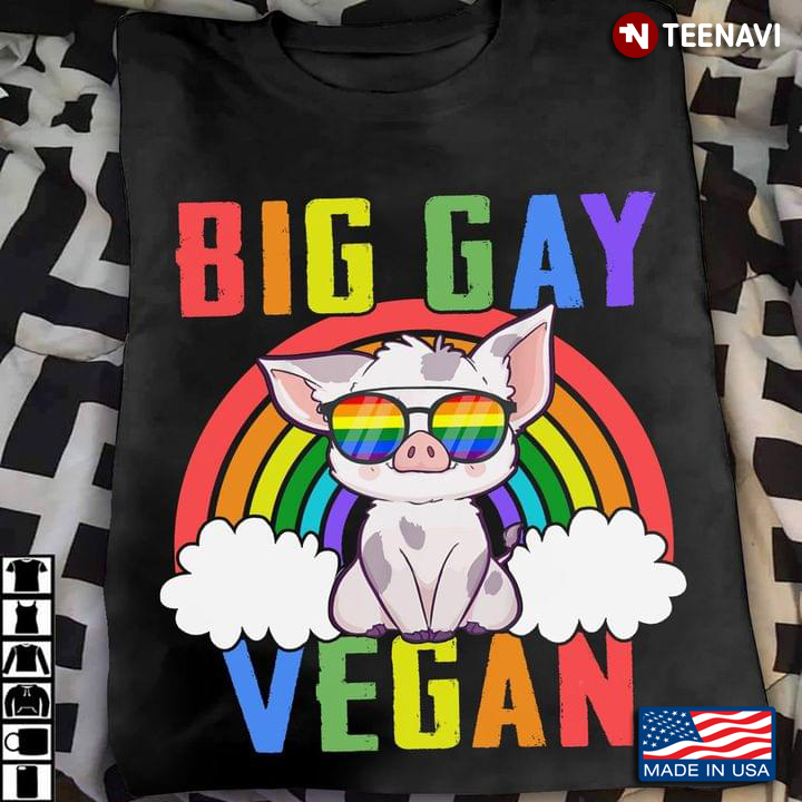 Big Gay Vegan LGBT Pig With Rainbow Glasses