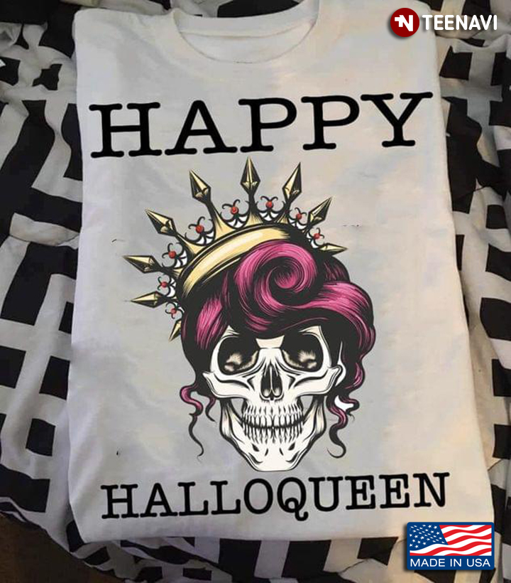 Happy Halloqueen Skull Halloween With Crown Queen