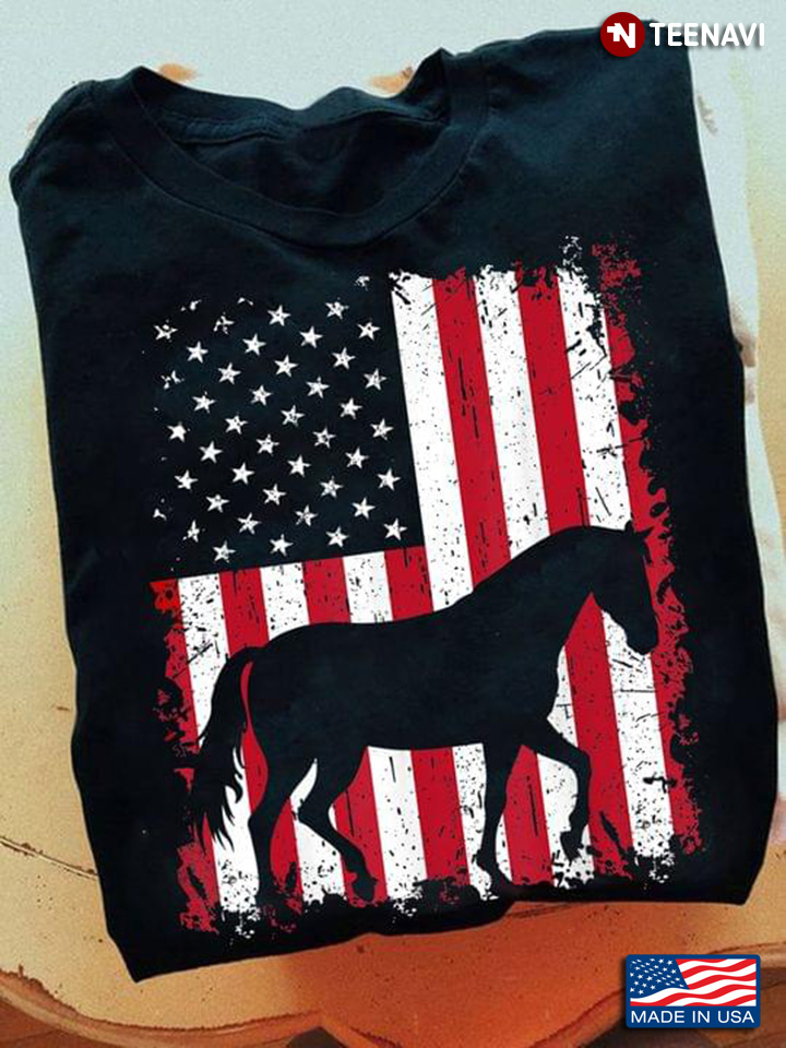 Patriotic Horse American Flag US 4 Of July
