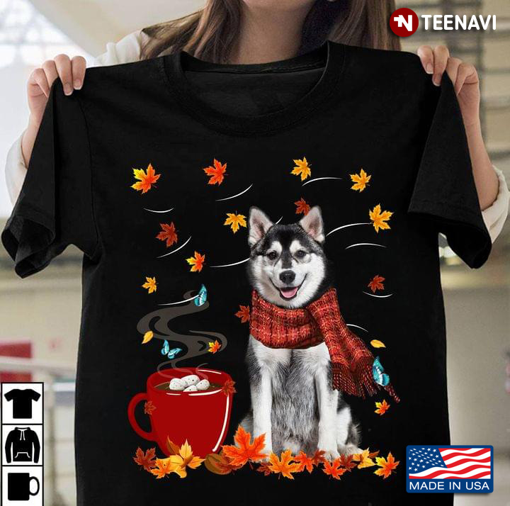 Funny Husky And Hot Chocolate With Marshmallow Autumn Lover