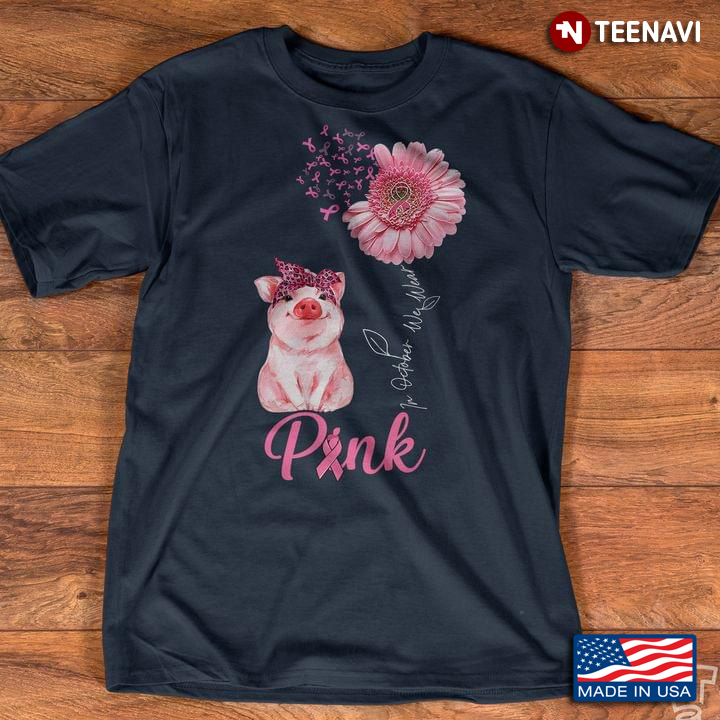 Cute Pig In October We Wear Pink Breast Cancer
