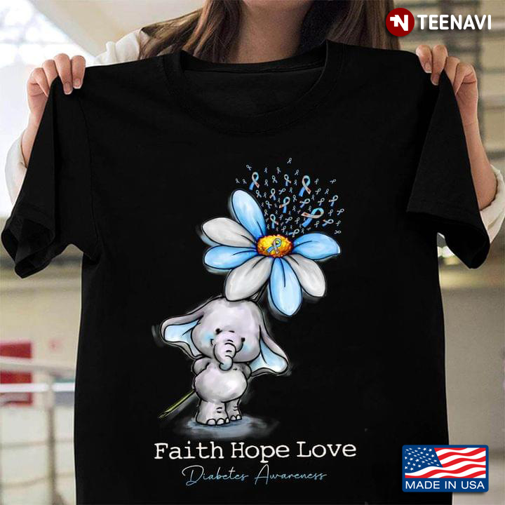Faith Hope Love Elephant Flower Diabetes Awareness