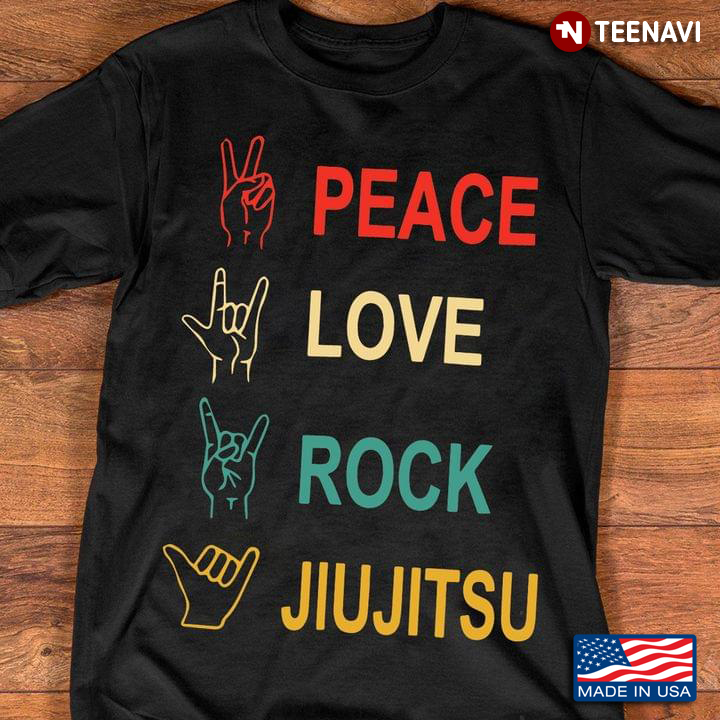 Funny Hand Sign Language Peace Love Rock Jiujitsu