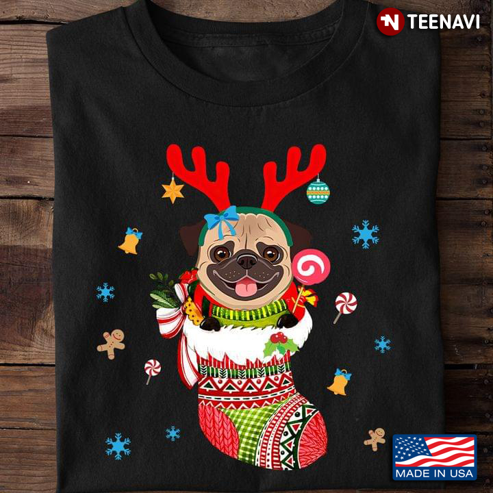 Funny Pug Christmas Stocking Dog Xmas