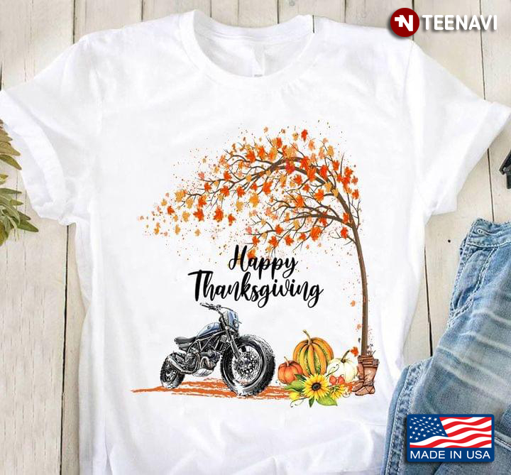 Happy Thanksgiving Fall Season Motorcycle Lover
