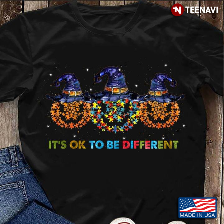 It’s Ok To Be Different Pumpkin Witch Autism Awareness Halloween