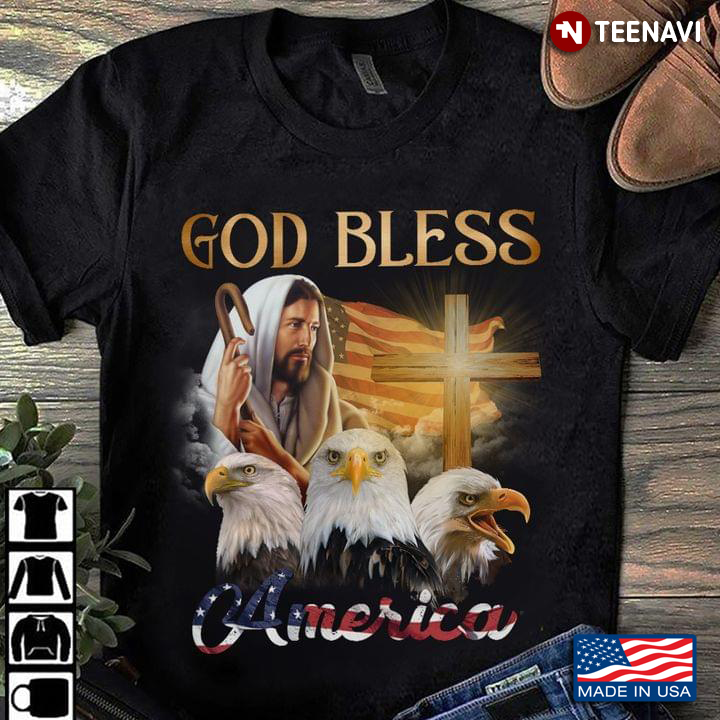 Patriotic USA God Bless America Jesus And Bald Eagle