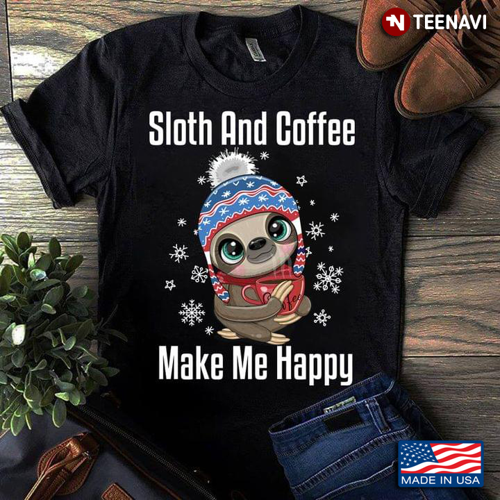 Sloth And Coffee Make Me Happy Merry Christmas
