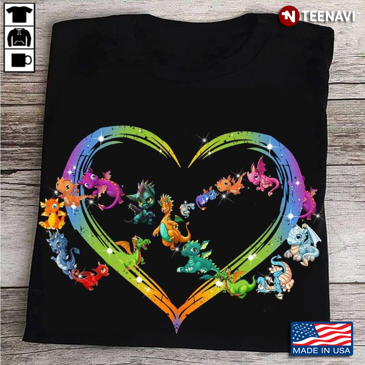Cute Dragons Heart Colorful Version