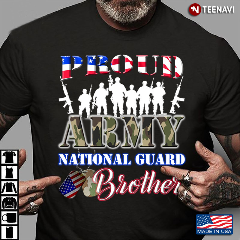 Proud Army National Guard Brother Dog Tag American Flag