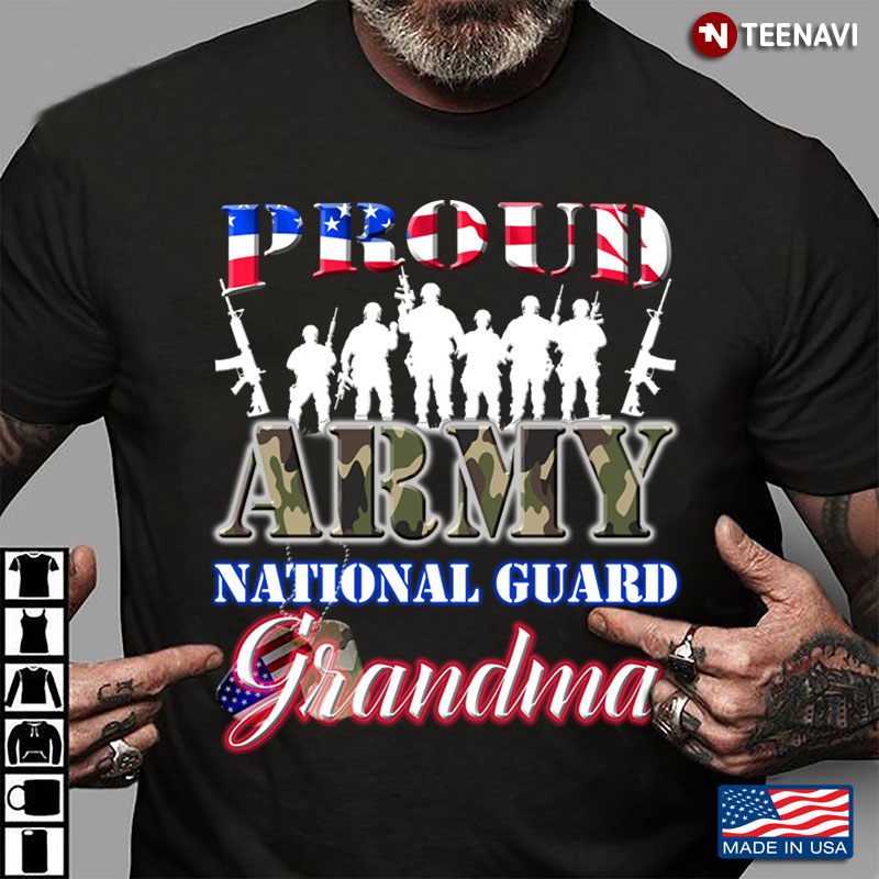 Camo Army Proud Army National Guard Grandma American Flag