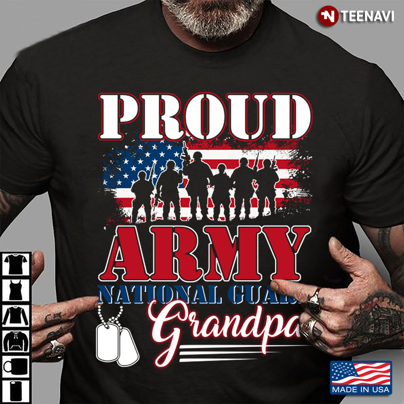 American Flag Proud Army National Guard Grandpa U.S. Military