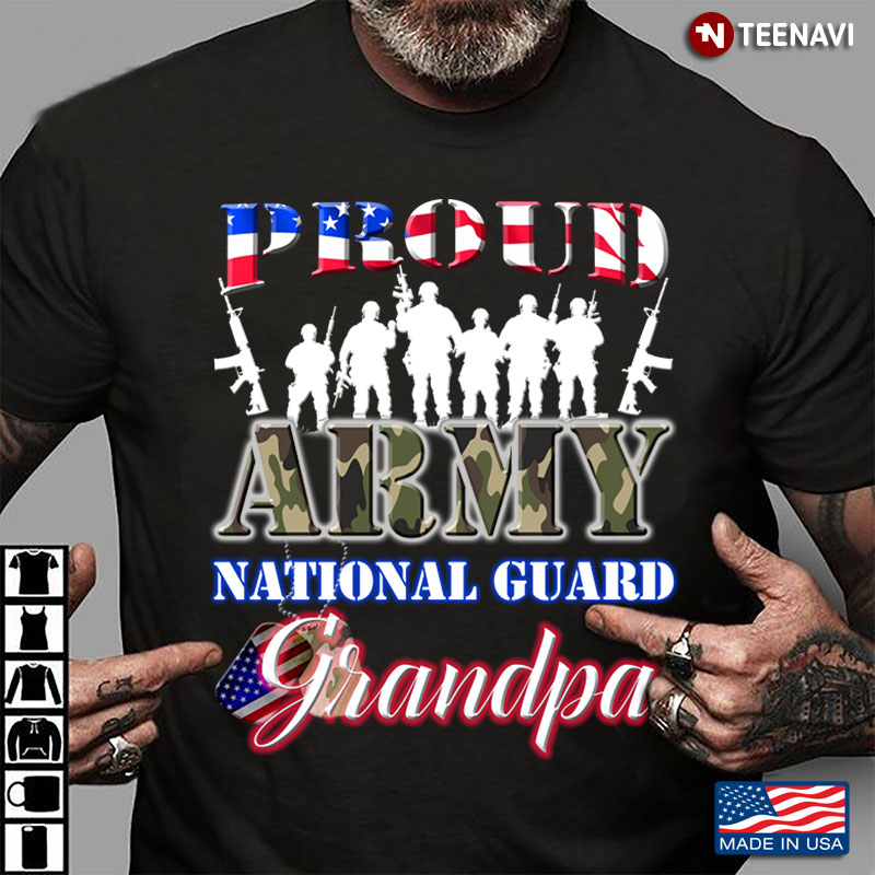 Camo Army Proud Army National Guard Grandpa Dog Tag