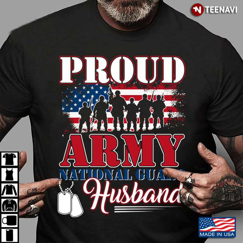 American Flag Proud Army National Guard Husband Dog Tags United States Army