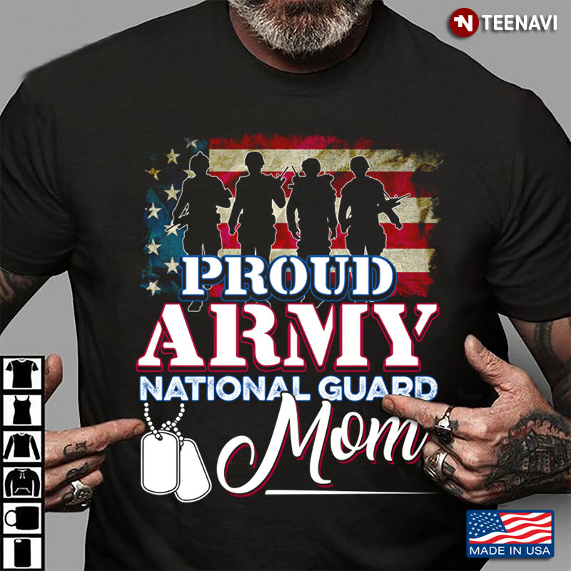 American Flag Proud Army National Guard Mom And Dog Tags