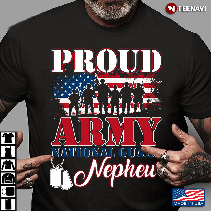 American Flag Proud Army National Guard Nephew Dog Tag