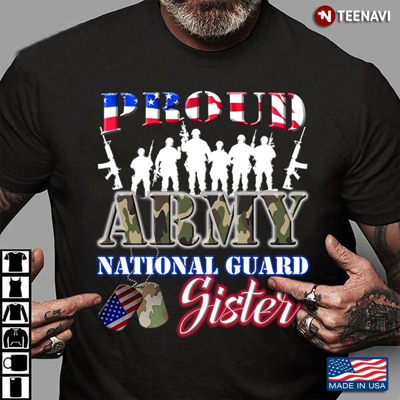 Camo Army Proud Army National Guard Sister American Flag Dog Tags