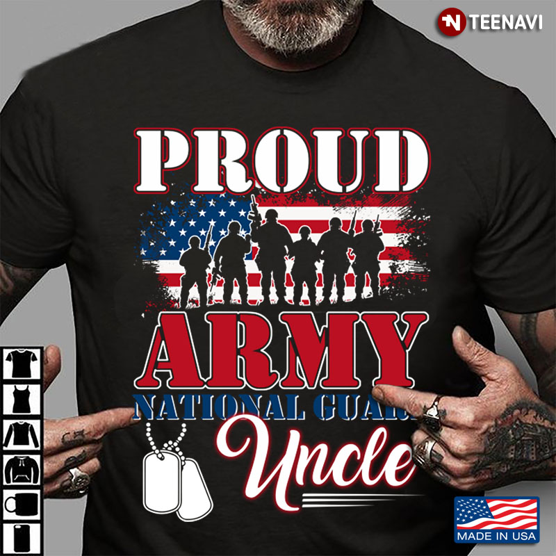 Proud Army National Guard Uncle USA Flag Dog Tags