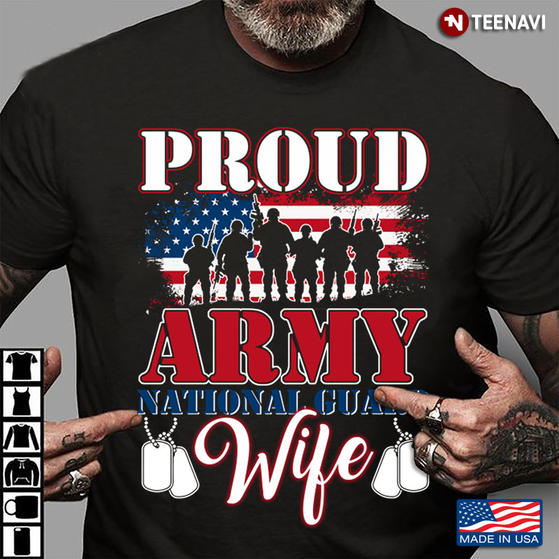 Proud Patriotic Army National Guard Wife USA Flag
