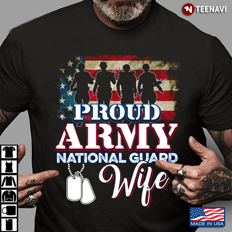 American Flag And Dog Tags Proud Patriotic Army National Guard Wife