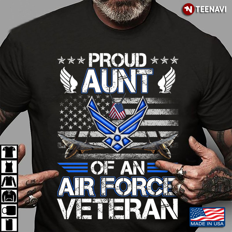 Proud Aunt Of An Air Force Veteran American Flag Dog Tags
