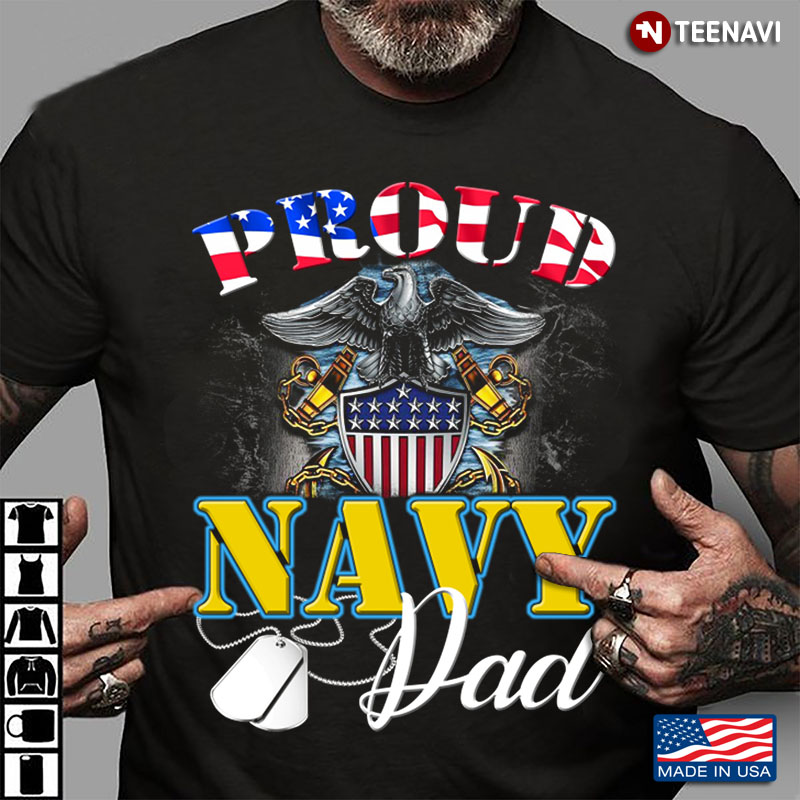 Proud Navy Dad With American Flag Eagle Veteran Gift