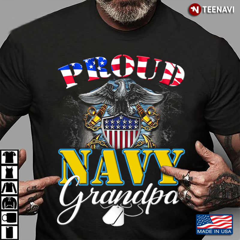 Proud Navy Grandpa Usa American Flag And Eagle