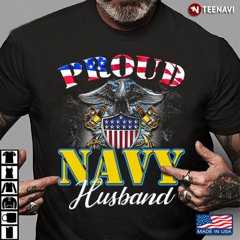 Proud Navy Husband Usa American Flag And Eagle