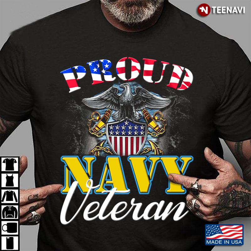 Proud Navy Veteran With Eagle Rank American Flag Gift Veteran