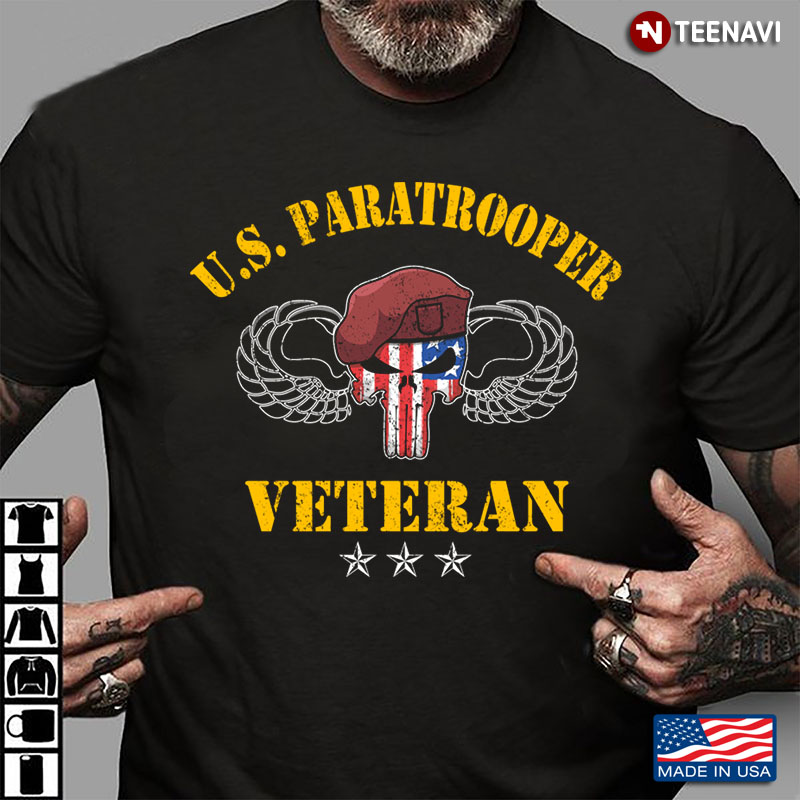 American Flag Skull Us Paratrooper Airborne Division Army Veteran